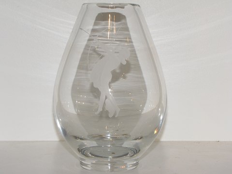 Orrefors or Kosta Boda
Art glass vase with woman archer
