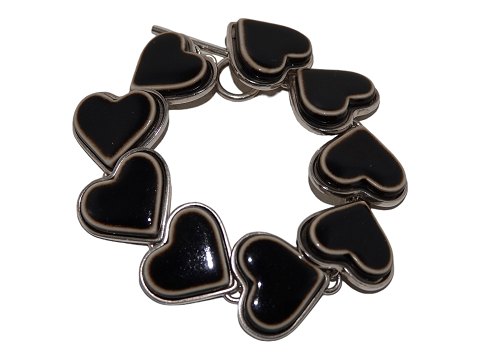 Royal Copenhagen sterling silver and porcelain
Bracelet with black hearts