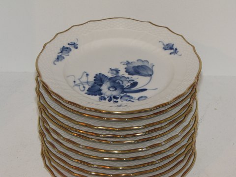 Blå Blomst Svejfet med guldkantLille kagetallerken 15 cm. #1626