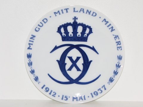 Royal Copenhagen Mindeplatte fra 1937 - Kong Chr. X