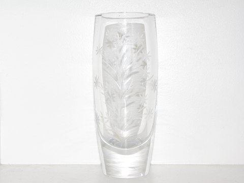 Svensk kunstglasUnika kunstglas vase med motiv af  blomster - signeret med dato