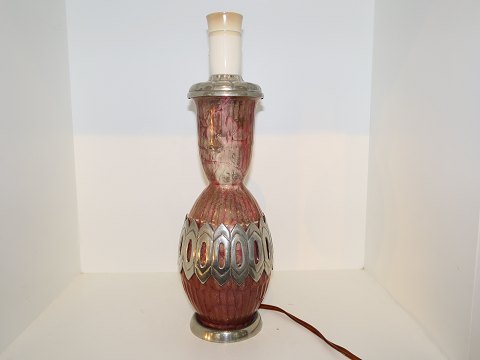 Kongstrand art pottery table lamp  with pewter mounting by Mogens Ballin