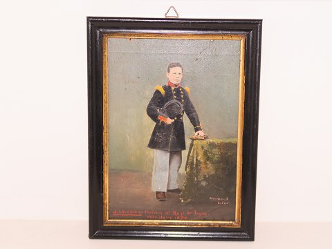 Lille MaleriUng belgisk eller fransk soldat i uniform fra 1870