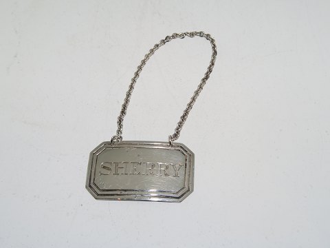 Sterling silver bottle sign for decanterSherry