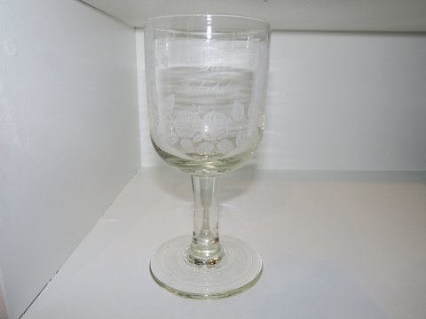 Kastrup Holmegaard Glass.Drinking glass "Til Fodeselsdag" - "For Birthday"