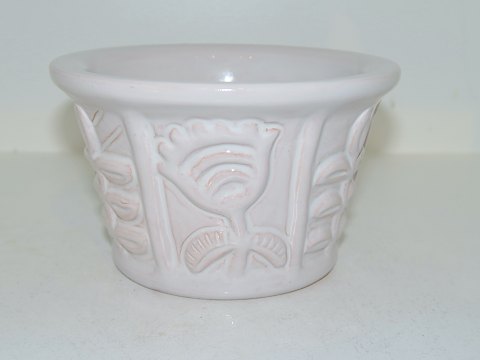 Hjorth keramikHvid krukke med blomster