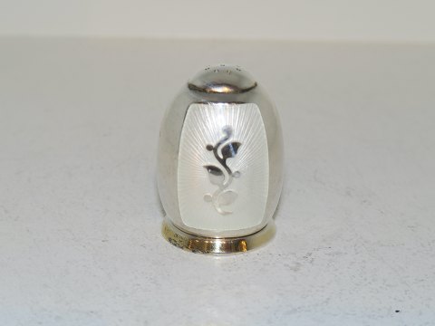 Volmer Bahner & Co sterling sølvLille peberbøsse med hvid emalje