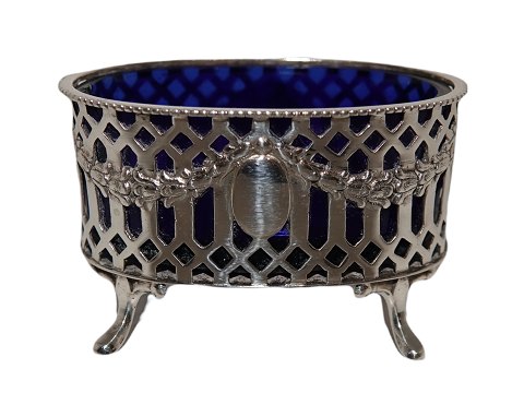 Danish silverSaltjar with blue glass from 1902