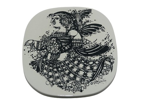 Bjørn Wiinblad keramikSort firkantet platte med dame