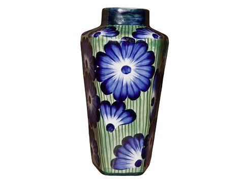 AluminiaVase med grøn og blå dekoration