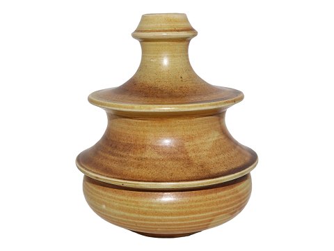 Ukendt signaturGul keramik vase i flot kvalitet