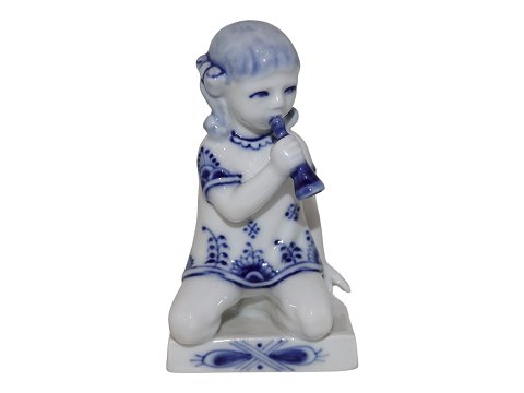 Blue Fluted PlainGirl with trumpet figurine