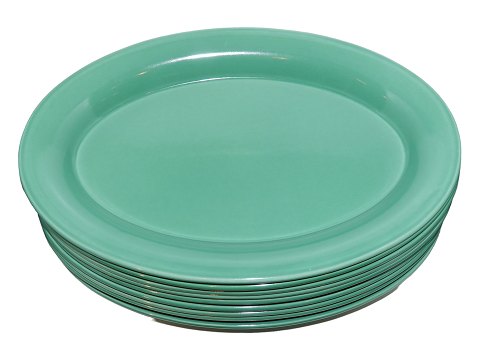 UrsulaStor oval grøn middagstallerken 33 cm.