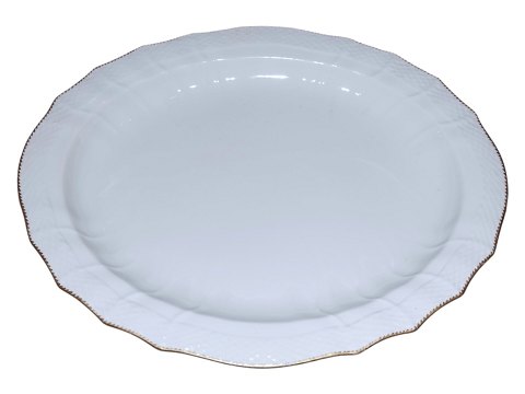 White curved with gold edge
Large platter 40.5 cm.