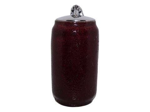 Royal Copenhagen keramik af Jais NielsenVase med okseblodsglasur og sølvlåg