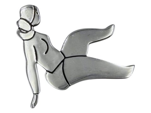 Hanne Kaufmann sølvModernistisk broche af kvindefigur fra 1958-1970