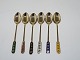 Sterling silverSix guilded enamel demitasse spoon with different colours from 1950-1960