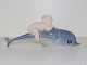 Sjælden Royal Copenhagen figurEnglevæsen / faun på delfin