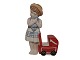Royal Copenhagen miniature figurPige med rød barnevogn