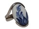 Blå Blomst ring med sølvmontering - Str. 49
