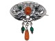 Hertz silver
Large Art Nouveau brooch with ambers and green 
stones