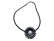 Georg Jensen SilverBlack Daisy pendant in leather string